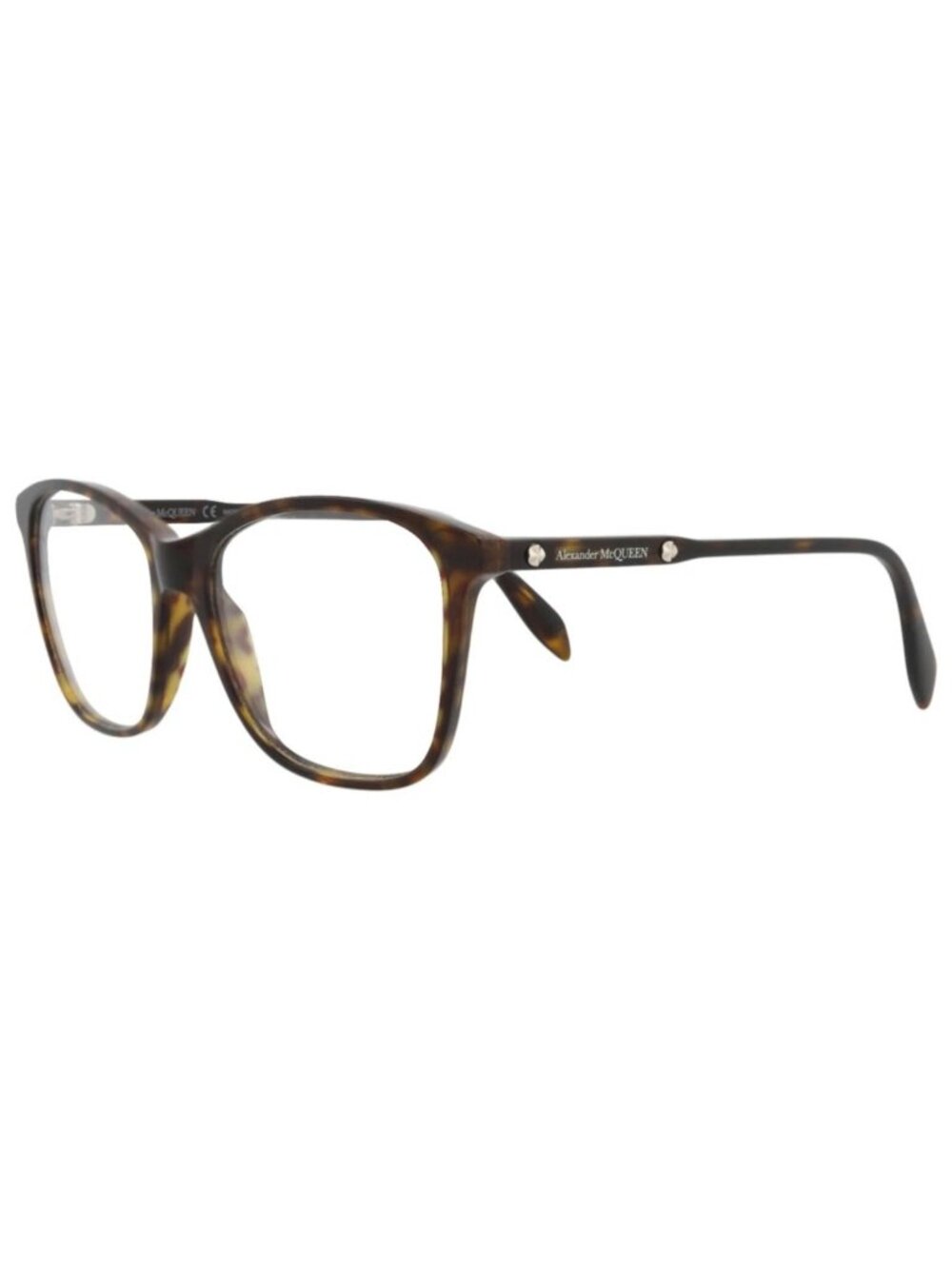New Alexander McQueen Women's Eyeglasses Square Rectangle Acetate Frame Havana
